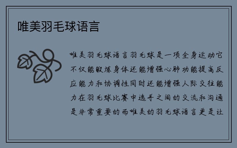 唯美羽毛球语言