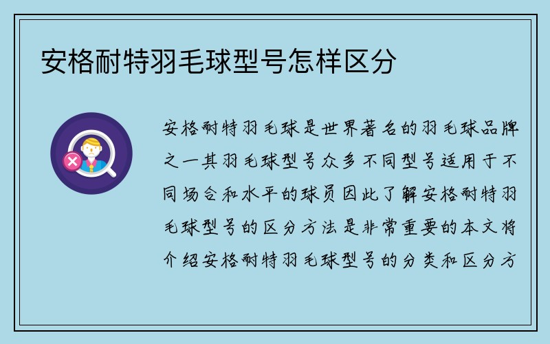 安格耐特羽毛球型号怎样区分